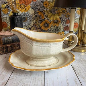 Vintage Mikasa Garden Club Gravy Boat and Plate