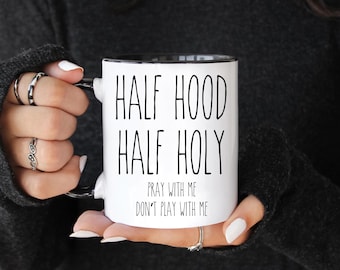 Halbe Haube halb heilige Becher, lustige christliche Tasse, christliches Geschenk, Jesus-Becher, Schriftbecher, christliche Tassen, Kaffeetasse, religiöse Tassen