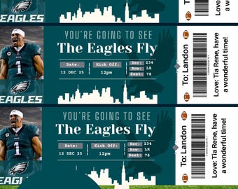 Philadelphia Eagles NFL Football Surprise Ticket Template, Digital Download