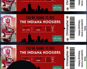 Indiana Hoosier College Surprise Ticket Template, Digital Download