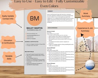 May include: A resume template with a peach background and gray text. The template is designed to be easy to use, edit, and customize. The template includes sections for contact information, education, work experience, skills, and a summary. The template also includes a section for a work summary and an experience and job summary. The template is designed to be used by job seekers to create professional resumes.