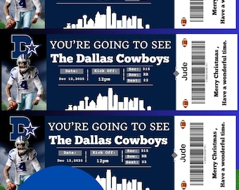 Dallas Cowboys NFL Surprise Ticket Template, Digital Download