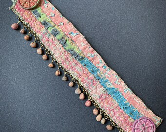 Quilted cuff, textile bracelet