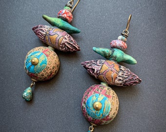 Dramatic clay statement earrings