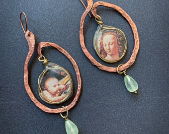 Art earrings, Leonardo da Vinci