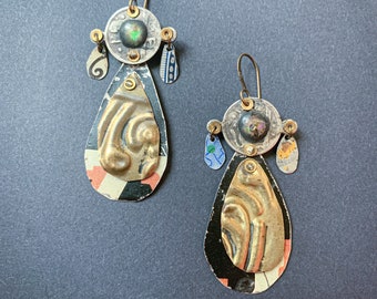Upcycled tin earrings