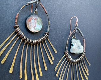 Mismatched rustic earrings