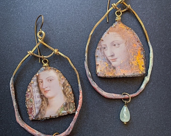 Enamel and resin earrings