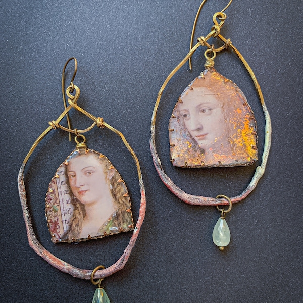 Enamel and resin earrings
