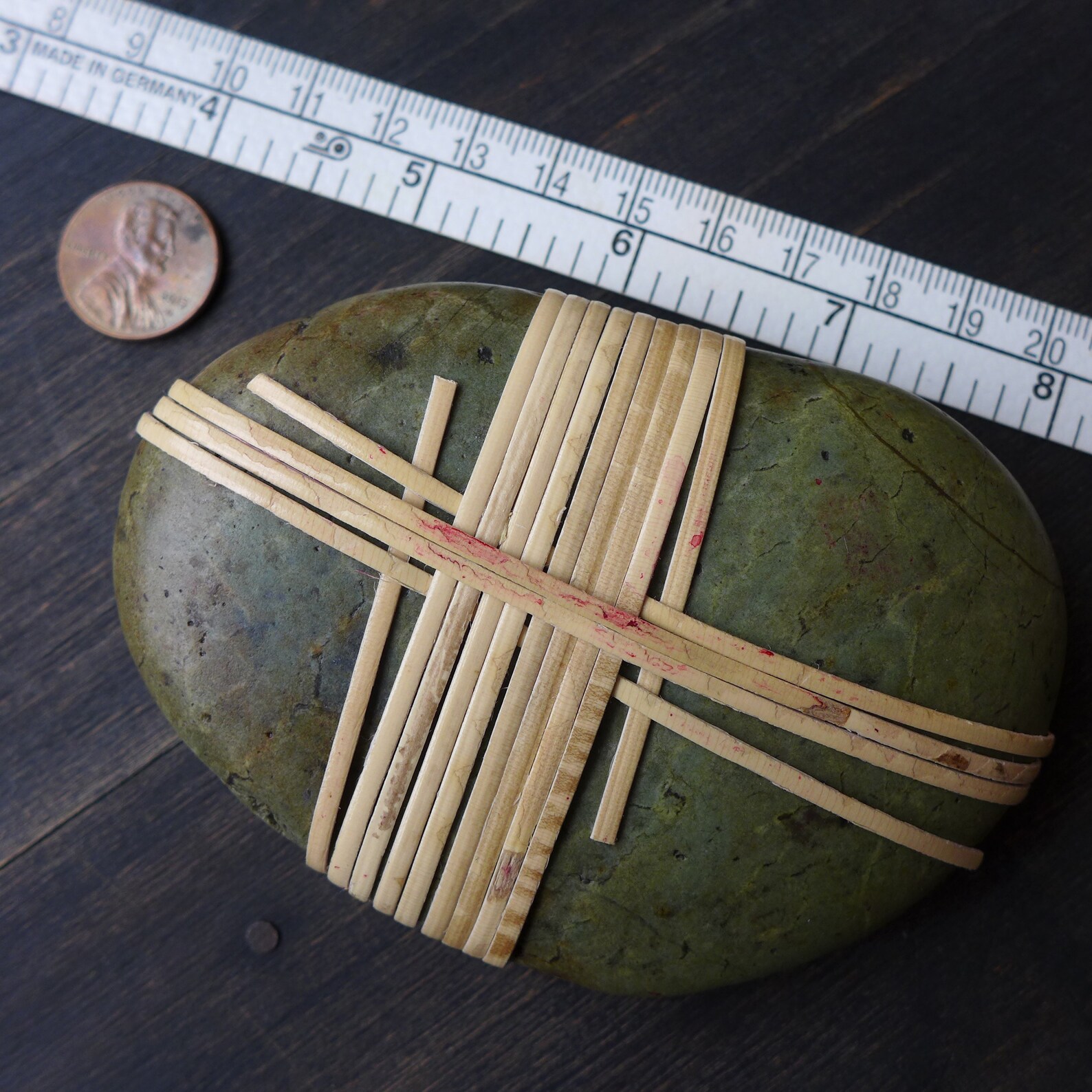 Zen stone cane reed wrapped river rock with Japanese basketry Etsy