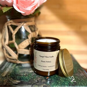 Rose Petal Soy Candle, 8oz, Floral Scent, Gift For Her, Girlfriend Gift