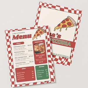 MENÚ INFANTIL PERSONALIZADO para juegos de simulación - Menú de restaurante personalizado, juguete de restaurante, juego dramático - Regalo para niños, menú de pizza, regalo de cumpleaños
