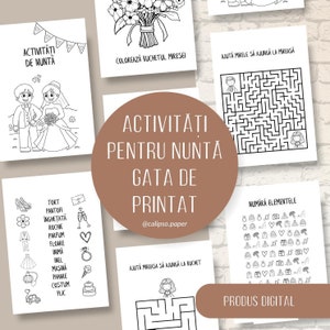 Attività per bambini matrimonio stampabile Libro rumeno / Giochi da tavolo per matrimonio Bomboniere / Download digitale / Libro da colorare per bambini