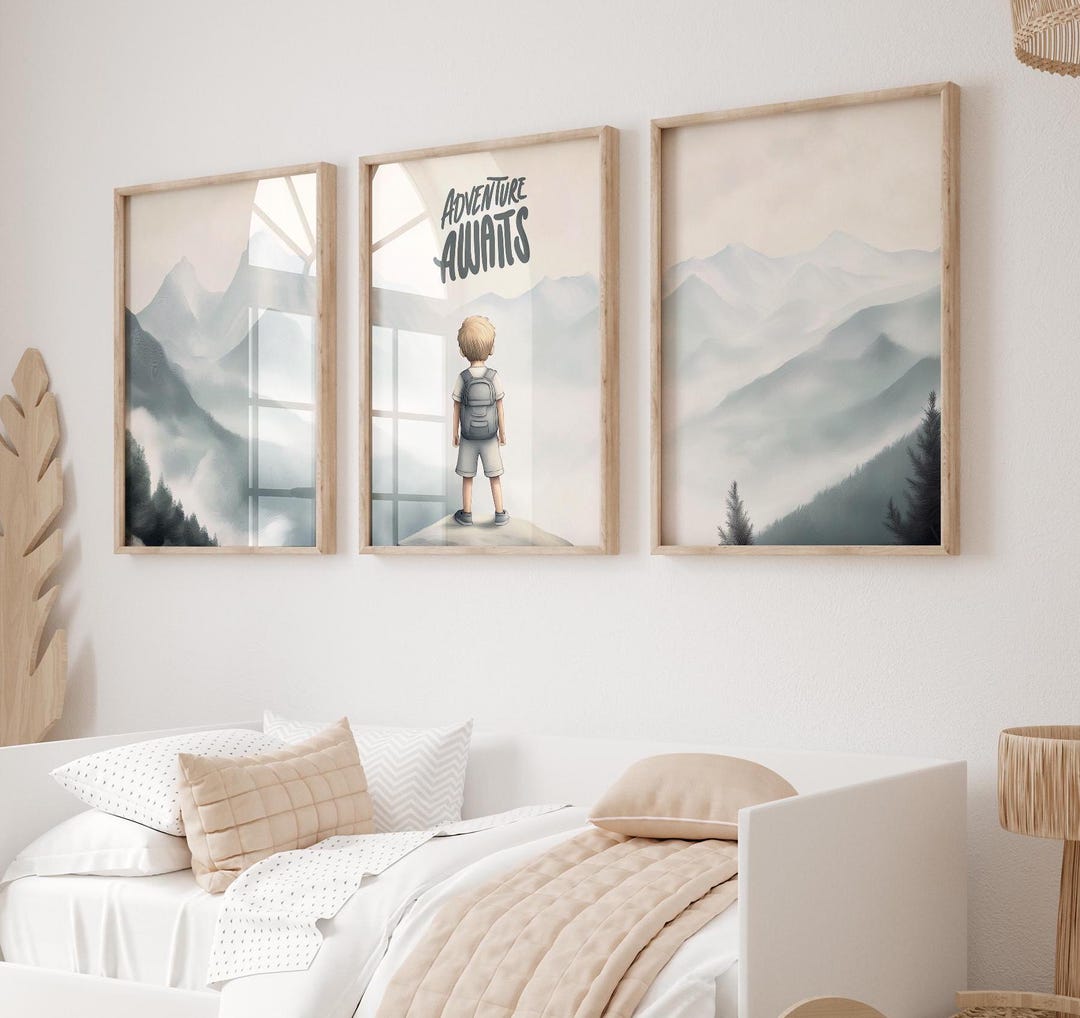 Set of 3 Adventure Awaits Room Decor for Boys, Boy Nature Prints ...