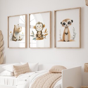 Set of 3  Safari Nursery Wall Art,Jungle Nursery Print,Animal Print for Kids,Safari Animal Poster,Safari Baby Shower Gift,Nursery Gift