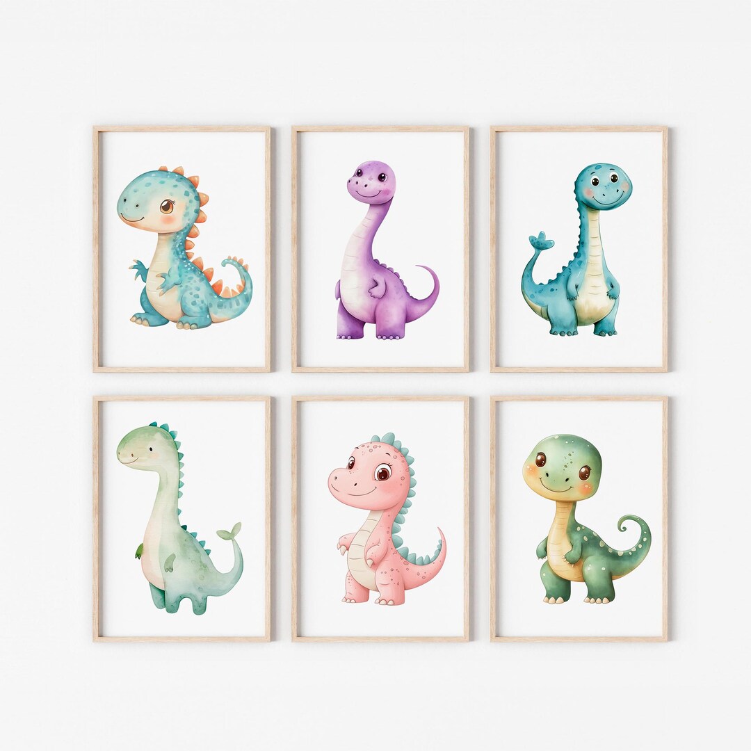 Set of 6 Dinosaur Poster Baby Dinosaur Prints,boys Bedroom Decor ...