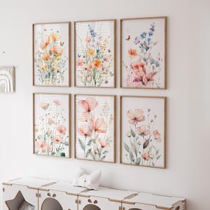 Set of 6 Wildflowers Nursery Prints,Floral Scripture ,Boho Nursery Prints, Summer Floral Prints,Floral Watercolor Art,Baby Girl Decoration