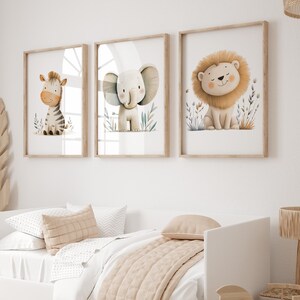 Set of 3 Animal Print for Kids,Safari Animal Poster,Safari Baby Shower Gift,Safari Baby Animal Prints,Nursery Gift,Baby Shower Gifts