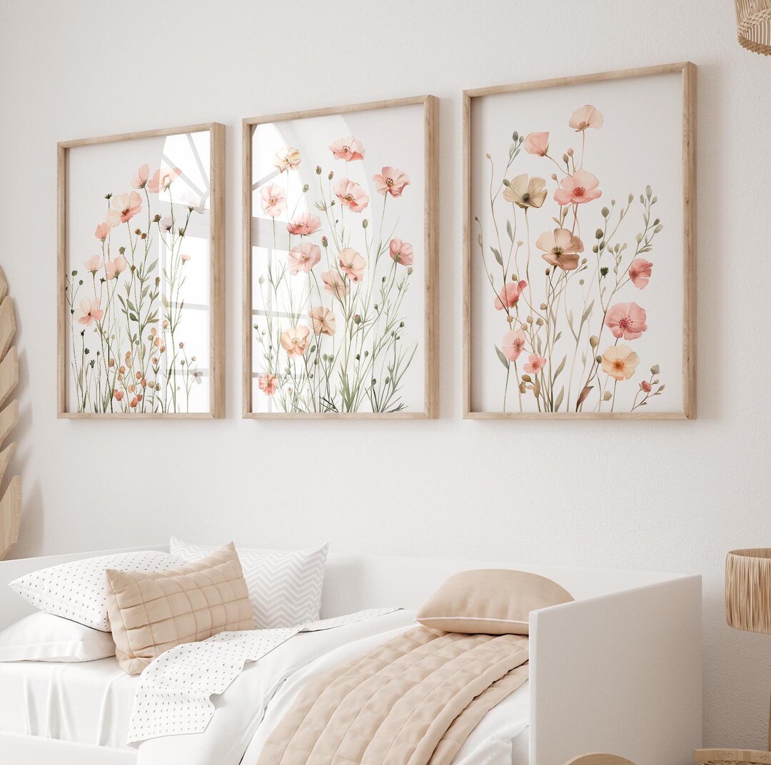 Set of 3 Wildflowers and Butterflies Nursery Prints,wildflower Field ...