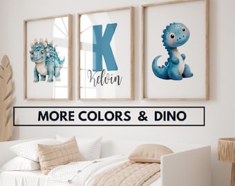 Set of 3 Custom Dinosaur  Baby Name Prints,Boys Bedroom Decor, Dinosaur Nursery Prints,Dinosaur Nursery Wall Art, Nursery Art Personalized