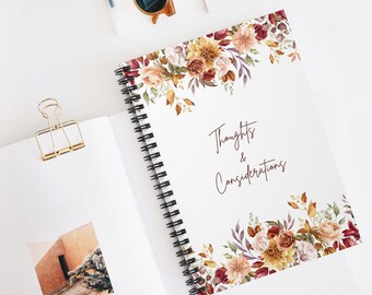 Herbst Blumen Notizbuch, Herbst Vibes, Individuelles Notizbuch, Floral Herbst Dekor, Herbst Journal, Liniertes Journal, Herbstfarben, Spiral Softcover