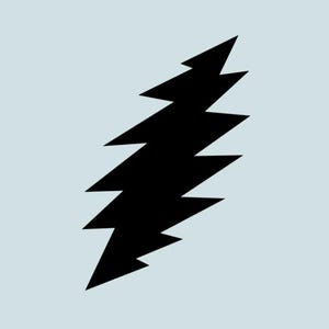 May include: A black lightning bolt graphic with jagged edges, against a light blue background.