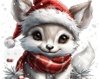 16 imágenes prediseñadas de animales del bosque navideño, imágenes prediseñadas de zorro de invierno en acuarela, archivos JPG imprimibles de alta calidad, descarga digital, manualidades de papel, diarios basura