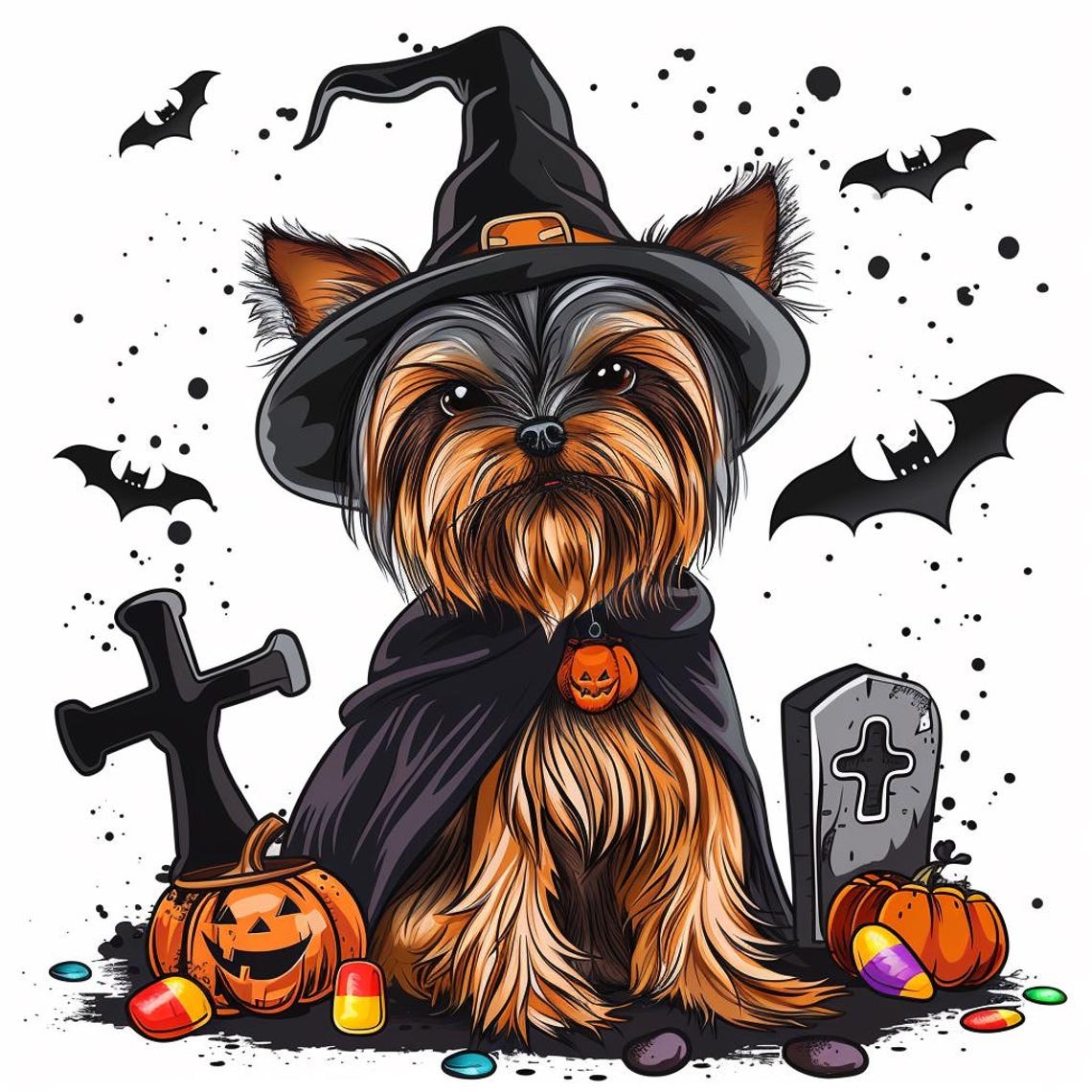 Halloween Yorkie Dog Sign - 10x8 Inch Wooden Plaque For Front Door, Porch, Or Fall Home Decor - View #2