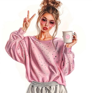 16 Clipart di ragazze adolescenti, Clip Art di donne bionde felici ad acquerello, JPG di alta qualità stampabili, Download digitale, Carta artigianale, Diari spazzatura