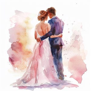 20 Wedding Couple Clipart, Watercolor Bride And Groom Clip Art, Printable High Quality JPGs, Digital download, Paper craft, Junk journals