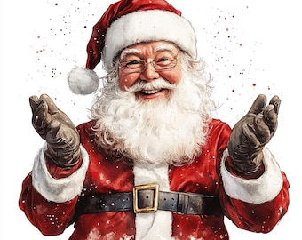 16 imágenes prediseñadas de Papá Noel, imágenes prediseñadas navideñas en acuarela, archivos JPG imprimibles de alta calidad, descarga digital, manualidades en papel, diarios basura