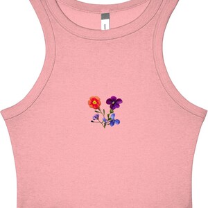 Sharp Blue Designs | Damlinne med Micro Rib-mönster | Broderade blommor