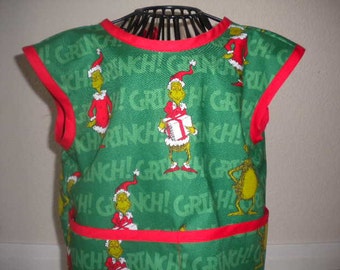Toddler Grinch Art Smock or Apron. Size 3t