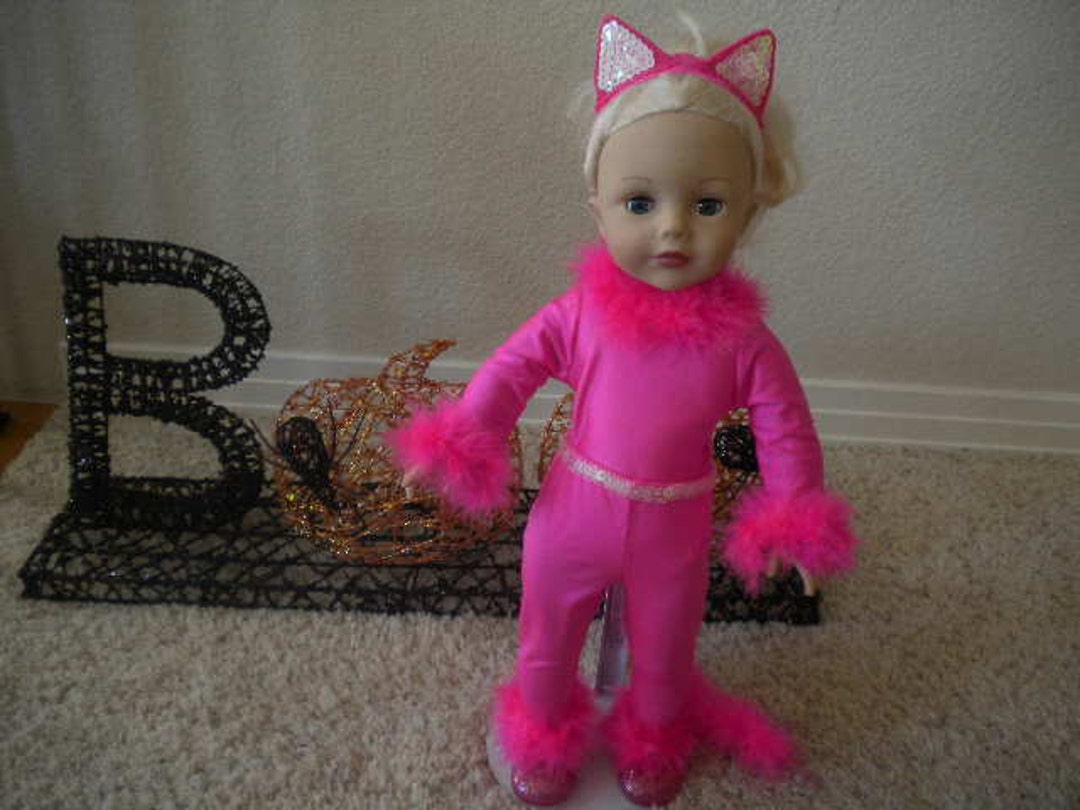 4pc Pretty Pink Cat Halloween Costume for Your American Girl Doll or