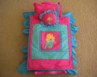 Pink and Turquoise  Doll Bedding for American Girl Doll or Most 18 inch Dolls