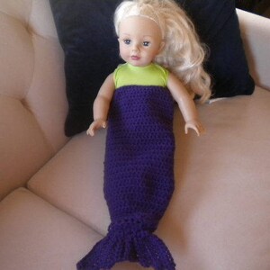 Dark Purple Crochet Mermaid Tail Blanket for Most 18-inch Doll