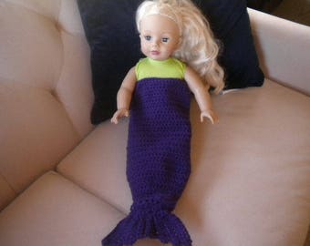 Dark Purple Crochet Mermaid Tail Blanket for Most 18-inch Doll