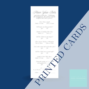 Carte de pari de mariage personnalisée 4,25 x 11 - Carte Place Your Bets élégante - Design personnalisé personnalisable