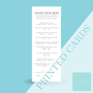 Benutzerdefinierte Hochzeitskarte 4.25x11 - Kursiv Platzieren Sie Ihre Wetten Karte - Anpassbares personalisiertes Design