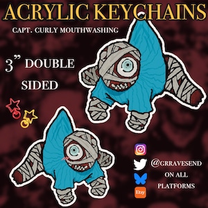 CURLY MOUTHWASHING 3&quot; pinched acrylic keychain