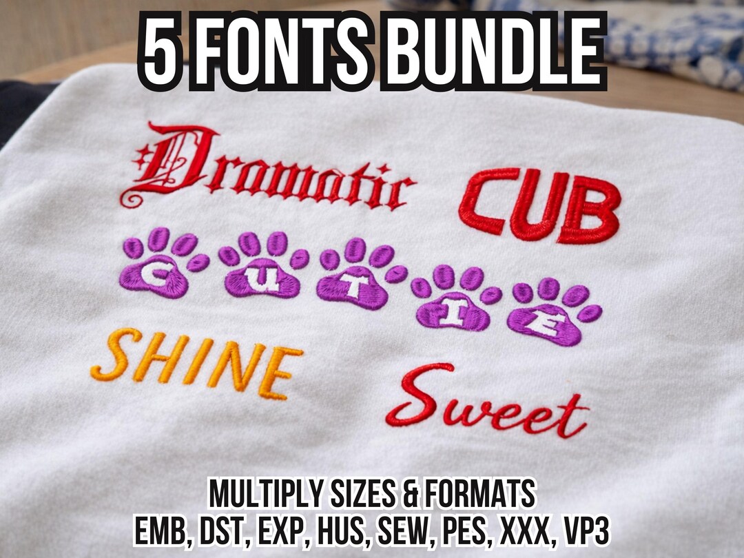 Computer Machine Embroidery Font Machine Embroidery Font Bundle of 5 Fonts, Script Embroidery Font ...