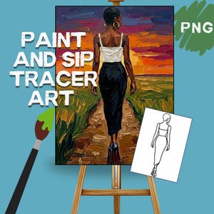 Arte para pintar y beber con la técnica de trazado / Tema elegante / Descarga digital
