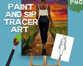 Paint and Sip Tracer Art | Graceful Theme | Digital Download