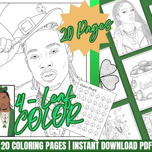 St. Patrick's Day Adult Coloring Pages | Shamrock PDF | Paint Sip Activity (20 Pages)