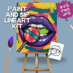 Paint and Sip Printable | Lips Design | Digital Download