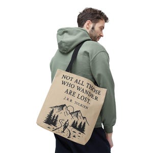 Torba podróżna Adventure Tote Bag - „Nie wszyscy, którzy wędrują, są zagubieni” - idealna na podróże, wędrówki, dla miłośników przyrody, miłośników książek, prezent dla poszukiwaczy przygód,