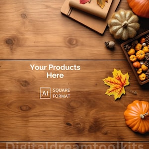 Autumn-Themed Product Background Mockups, Flat Lay wood table mockup, Product backdrop, Stock images, Flat Lay mockup, Stock photos