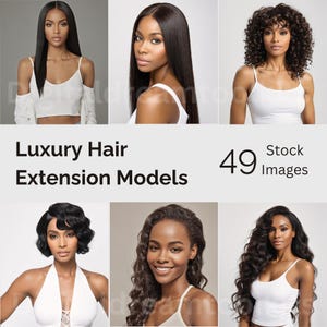 49 Luxury Hair extension models, for website design and social media, Beauty Stock photos, Melanin Stock images, Hair Model, wig AI model