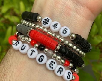 Custom Team Colors Build Your Own Stack| Bracelet Stack Set| University School Colors Heishi Clay Bead Bracelet