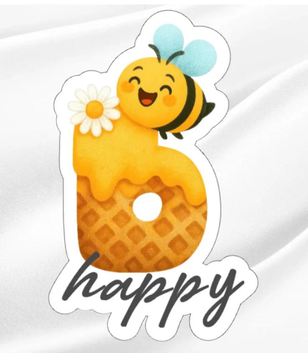 Bee Happy Shell Bee Happy- Waterproof Vinyl Sticker - Etsy